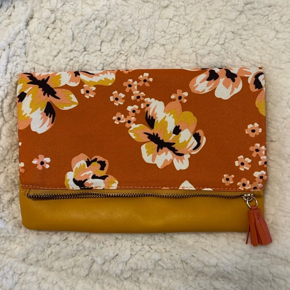 Rachel Pally Reversible Floral Fold Over Clutch Handbag NWOT